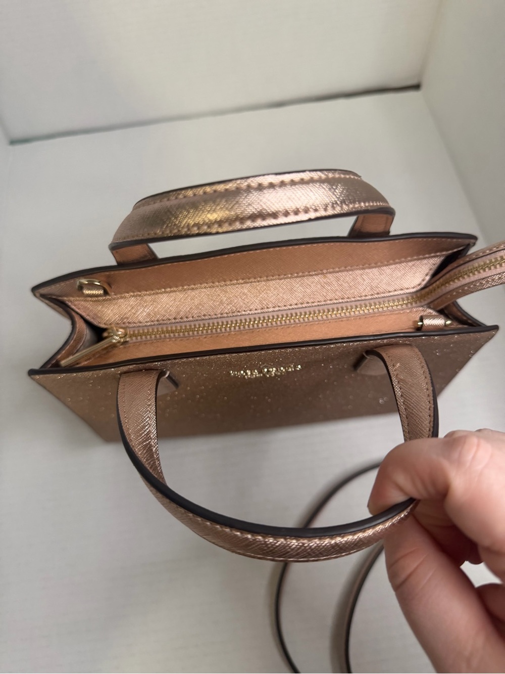 Kate Spade Rose Gold Glitter Tinsel Purse Crossbody Handbag & Card Wallet - Picture 8 of 8